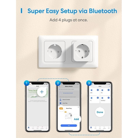 Έξυπνη πρίζα ρεύματος Meross MSS305-EU με Wi-Fi, 2.4GHz και Bluetooth image 1