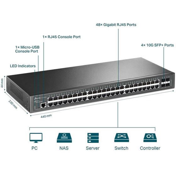 TP-LINKTL-SG3452X JetStream Managed Switch L2+ Ten Gigabit Ethernet (10000 Mbps) 48-Port image 3