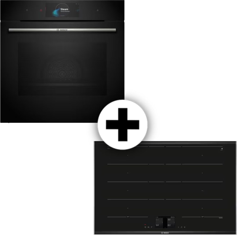 BOSCH BOSCH HSG7584B1 PXY875KW1E 71 Lt Μαύρο Εντοιχιζόμενος Σετ Φούρνος και Εστία