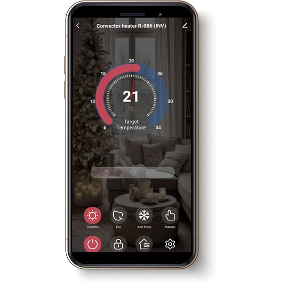 ROHNSON R-086 Θερμοπομπός Δαπέδου/Τοίχου με WiFi 2000W Μαύρο image 4