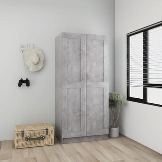 Μονόφυλλη Ντουλάπα Vidaxl από Μοριοσανίδα 85.2x51.5x180cm - Γκρι Σκυροδέρματος image 2