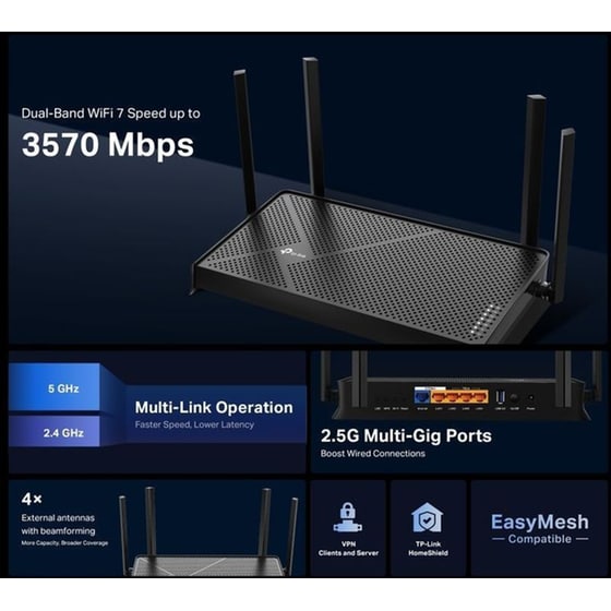 TP-LINK Archer BE230 Ασύρματο 5G BE3600 Mobile Router Wi‑Fi 7 με 4 Θύρες Ethernet image 4