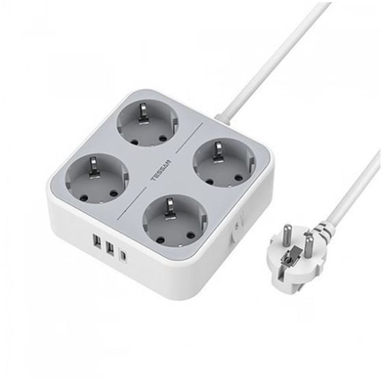 Πολύπριζο TESSAN TS-302-C με θύρες AC, USB-A, USB-C image 0