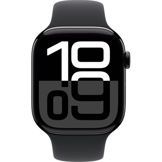 Apple Watch Series 10 GPS + Cellular 46mm Jet Black Aluminum Case with Black Sport Band - S/M image 1