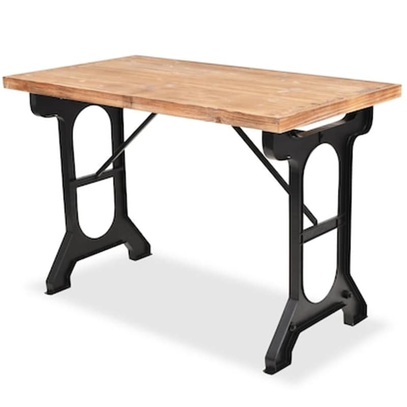 Τραπεζαρία Vidaxl Με Επιφάνεια Από Μασίφ Ξύλο Ελάτης 122x65x82 cm - Μαύρο/Καφέ