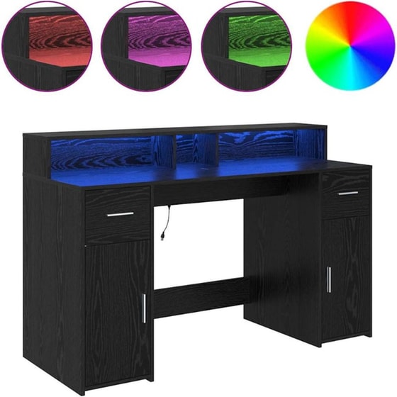 Γραφείο VidaXL από Επεξεργασμένο Ξύλο 140x55x91 cm - Μαύρη Δρυς image 3