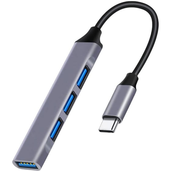 USB Hub Powertech PT-1113 USB-A με  4 θύρες - Γκρι image 0