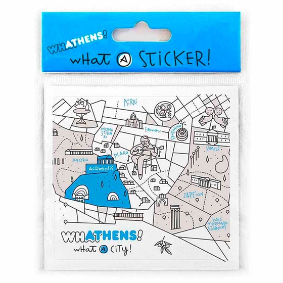 Αυτοκόλλητα Τοίχου WhatAthens Χάρτης 6x6 cm - Γαλάζιο image 0