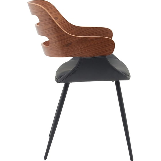 Καρέκλα Επισκέπτη ArteLibre Harmada από Δερματίνη & Plywood - Μαύρη/ Καφέ image 1