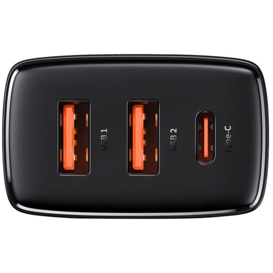 Φορτιστής Πρίζας Baseus CCXJ-E01 Usb-C/2xUsb 30W - Black image 3