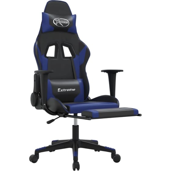 Καρέκλα Gaming VIDAXL 3143699 με Υποπόδιο από Τεχνητό Δέρμα - Μαύρο / Μπλε image 4