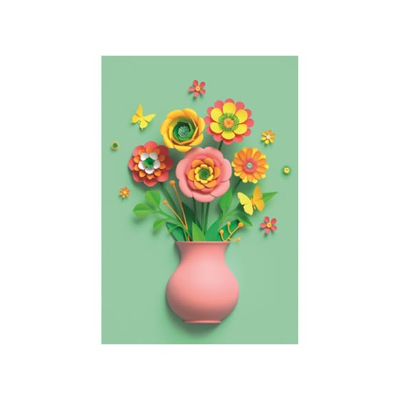 Ευχετήρια Κάρτα 12 Εποχές Βάζο Με Λουλούδια Glitter image 0