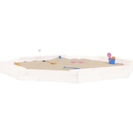 VidaXL Αμμοδόχος με Καθίσματα Οκτάγωνη 232x232x20cm Ξύλινη - Λευκό