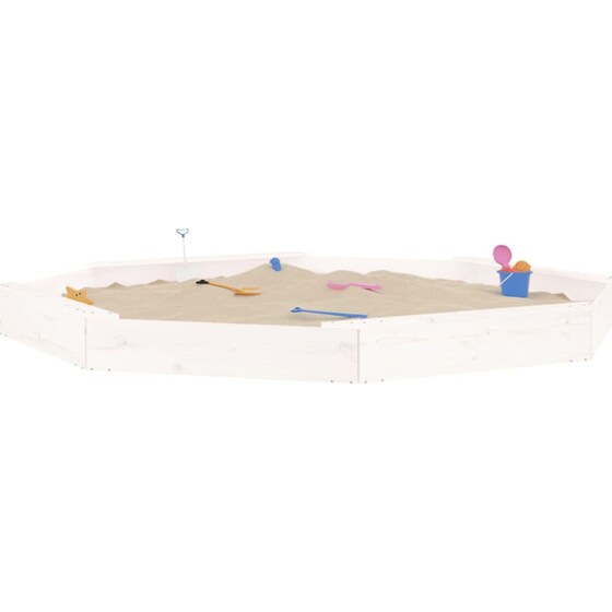 VidaXL Αμμοδόχος με Καθίσματα Οκτάγωνη 232x232x20cm Ξύλινη - Λευκό image 0