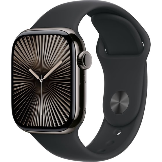 Apple Watch Series 10 GPS + Cellular 42mm Slate Titanium Case with Black Sport Band - S/M image 0