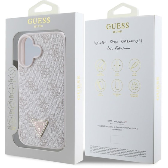 Θήκη Apple iphone 16 - Guess 4g Triangle Strass - Ροζ image 6