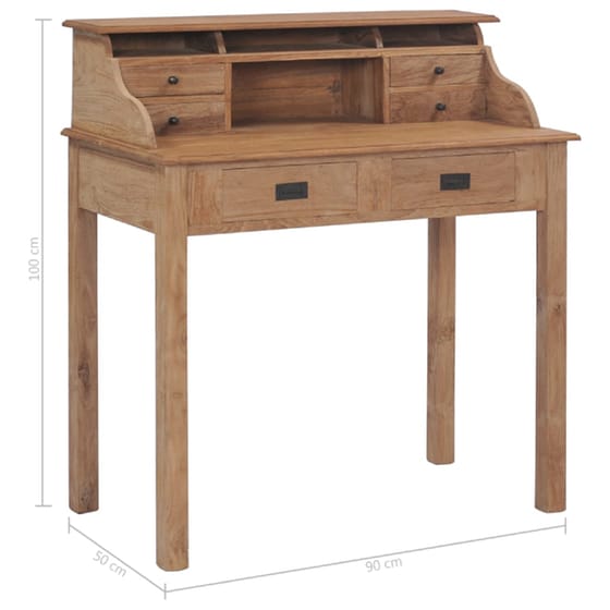 Γραφείο με Συρτάρια VidaXL από Μασίφ Ξύλο Teak 90x50cm - Φυσικό image 8