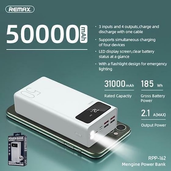 Powerbank Remax Mengine RPP-162 50.000mAh - Λευκό image 2