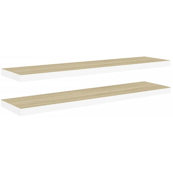Ράφια Τοίχου VidaXL από MDF 120x23.5x3.8cm 2 Τμχ - Λευκό/Μπεζ image 0