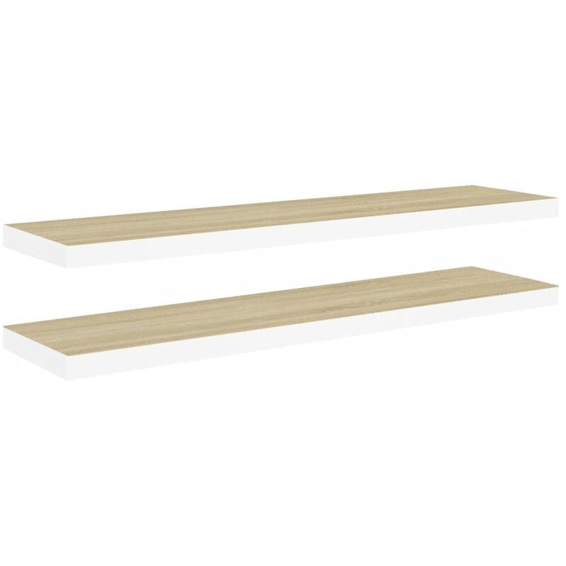 Ράφια Τοίχου VidaXL από MDF 120x23.5x3.8cm 2 Τμχ - Λευκό/Μπεζ