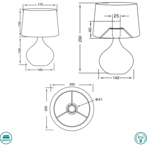Trio Lighting Martin Κεραμικό Πορτατίφ για Ντουί E14 LED με Λευκό Καπέλο και Μπεζ ΒάσηΚωδικός: R50371025 image 1