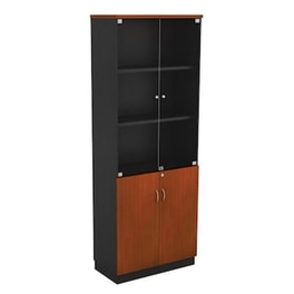 Ντουλάπα Γραφείου Woodwell ΕΟ992,1 από Μοριοσανίδα 80x211 cm - Κερασιά/Γκρι