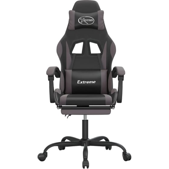 Καρέκλα Gaming VIDAXL 3143882 με Υποπόδιο από Τεχνητό Δέρμα - Γκρι image 1