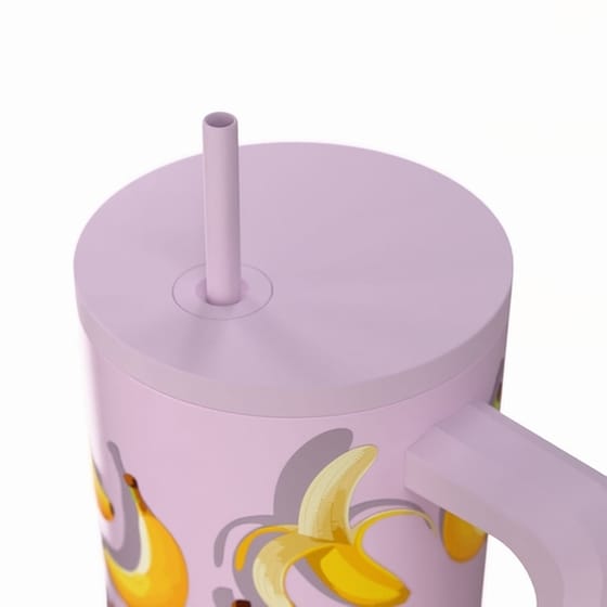 Ποτήρι Θερμός Estia Straw Tumbler XL Save The Aegean Banana Mood με Καλαμάκι και Λαβή 900 ml image 1