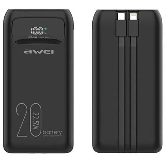 Powerbank Awei P169K 20.000 mAh - Μαύρο image 0