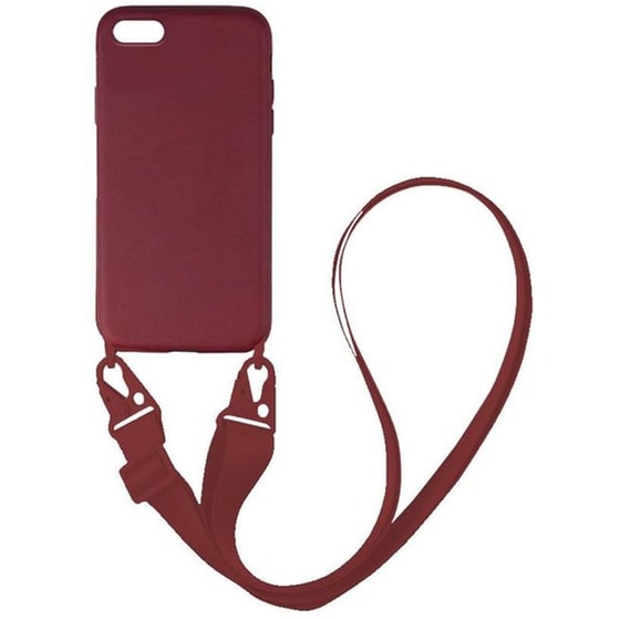 Θήκη Apple iPhone 8 Plus - Sonique Carryhang Liquid Silicone Strap - Μπορντό image 0