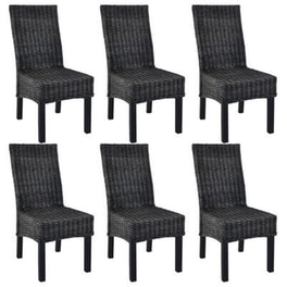 Καρέκλες Τραπεζαρίας Vidaxl Ρατάν Kubu και Ξύλο Μάνγκο 6 Τμχ - Μαύρες