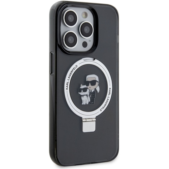 Θήκη Karl Lagerfeld iPhone 14 Pro - Karl Lagerfeld Magsafe Ringstand Case Karl & Choupette’s Head - Black image 4