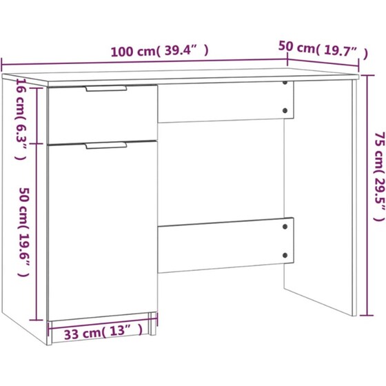 Γραφείο VidaXL από Επεξεργασμένο Ξύλο 100x50x75 cm - Γκρι Sonoma image 4