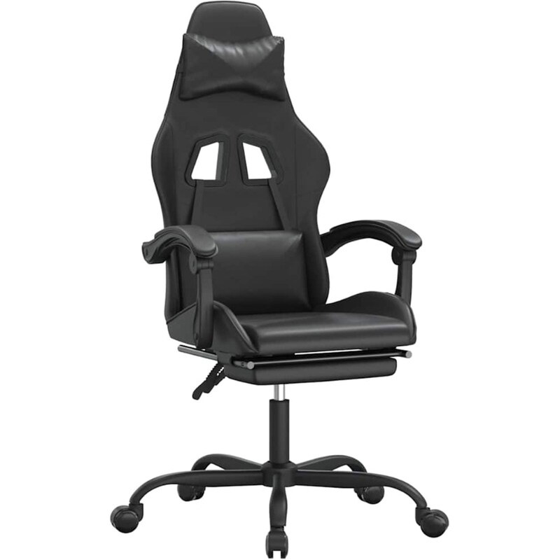 Καρέκλα Gaming VIDAXL 349563 με Υποπόδιο από Τεχνητό Δέρμα - Μαύρη