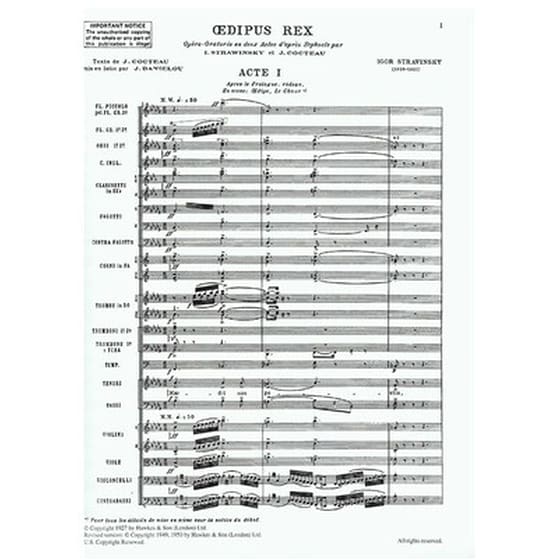 Stravinsky– Oedipus Rex - Symphony Of Psalms [full Score] image 3