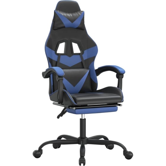 Καρέκλα Gaming VIDAXL 3143854 με Υποπόδιο από Τεχνητό Δέρμα - Μαύρο image 0
