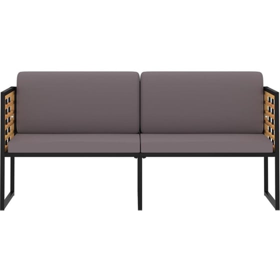 Παγκάκι Κήπου VidaXL Σκούρο με Μαξιλάρια από Μασίφ Ξύλο Ακακίας 136x70x62 cm - Μαύρο/Γκρι image 2