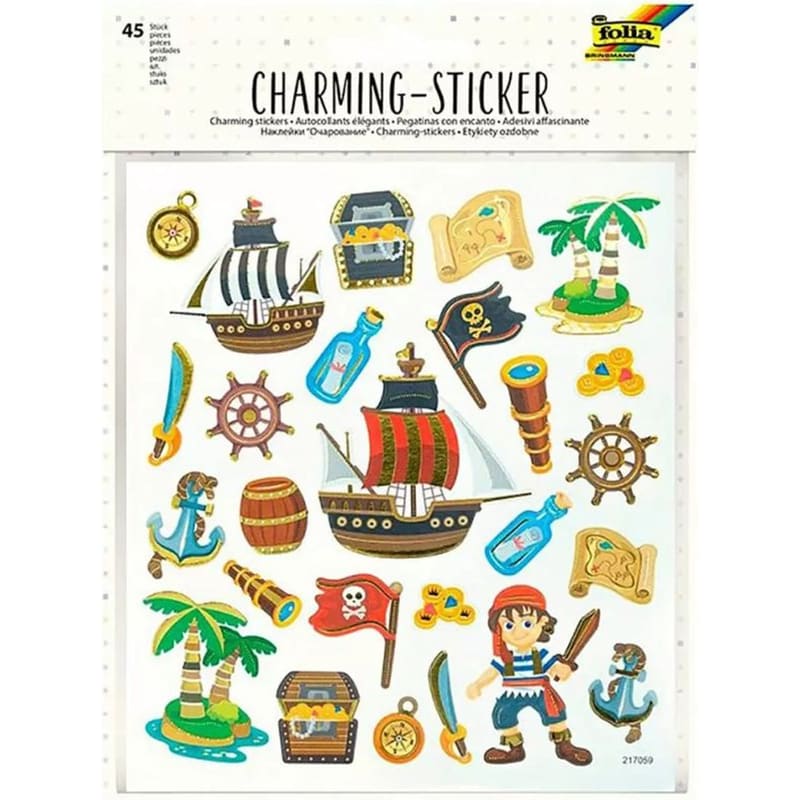 FOLIA Σετ 45 Charming Stickers, 2 Φύλλα 15χ17εκ Πειρατες