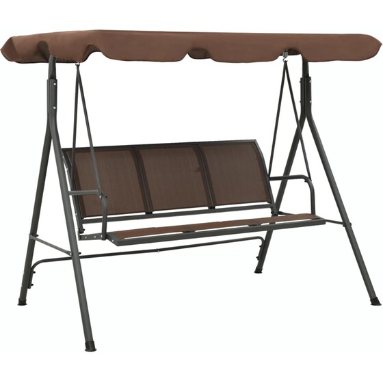 Κούνια Κήπου VidaXL με Σκίαστρο από Χάλυβα 178x112x155 cm - Καφέ image 0