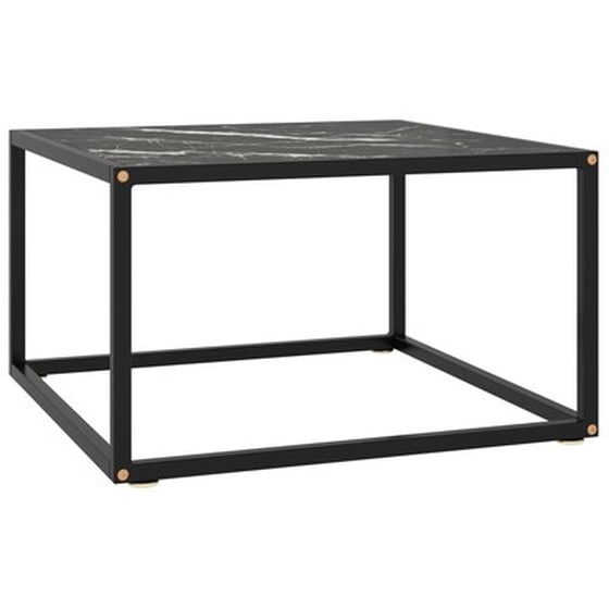 Vidaxl Τραπεζάκι Σαλονιού Μαύρο 60x60x35 Εκ. Μαύρο Γυαλί Όψη Μαρμάρου image 1