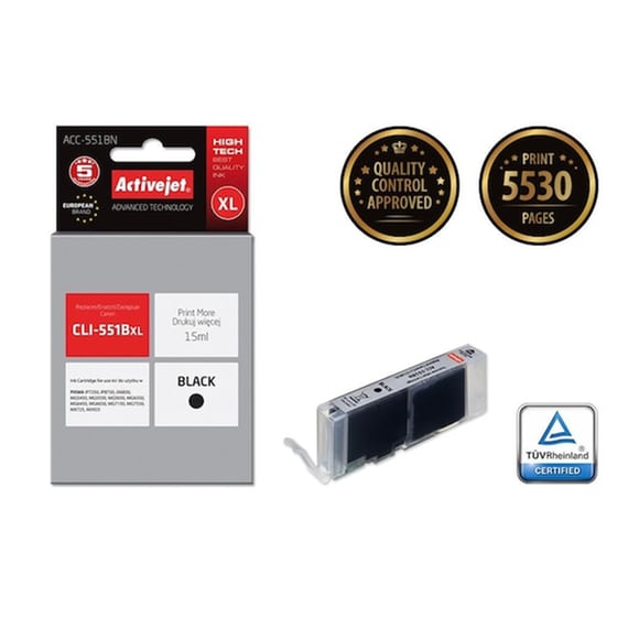 Συμβατό Canon Cli-551 Μαύρο Μελάνι Εκτυπωτή Cli-551bk image 0
