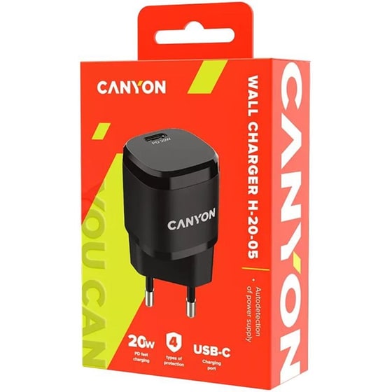 Φορτιστής Πρίζας Canyon PD Mini Wall Charger H-20-05 1x USB-C 20W - Black image 2