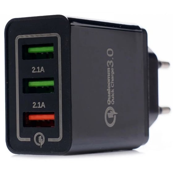 Φορτιστής Πρίζας Kraft&Dele KD-1236 2x USB 2.1A/ 1x USB QC 3.0 image 0