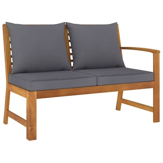 Παγκάκι Κήπου VidaXL με Μαξιλάρι από Μασίφ Ξύλο Ακακίας 114,5x60,5x81 cm - Σκούρο Γκρι image 1