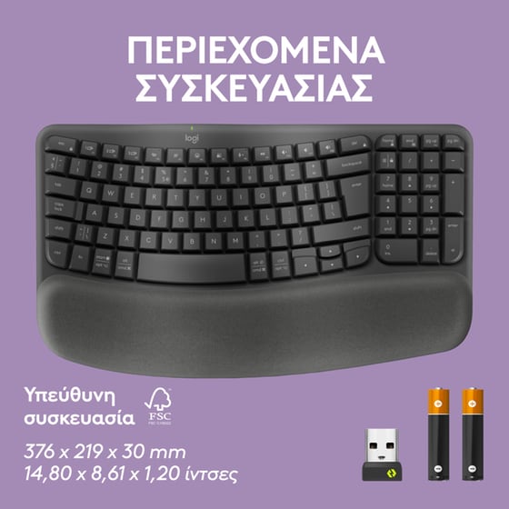 Logitech Ergo Wave Keys Ασύρματο Πληκτρολόγιο (US) image 10