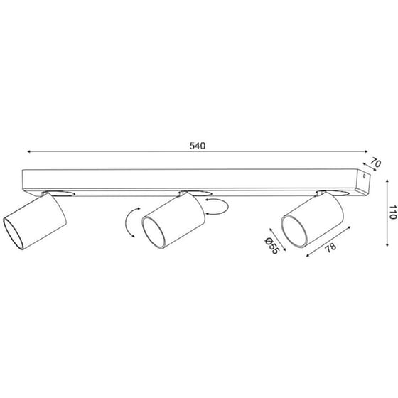 Σποτ Τρίφωτο Aca Elitis Ra303s54bk από Αλουμίνιο - Μαύρο image 1