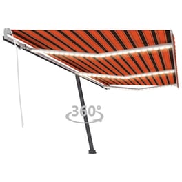Τέντα Vidaxl Συρόμενη Χειροκίνητη με LED 600x300cm - Πορτοκαλί/Καφέ