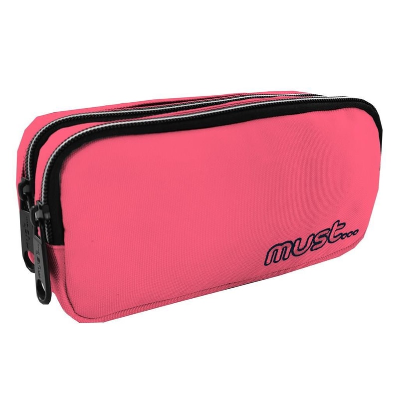 MUST... Κασετίνα Βαρελάκι Must Monochrome Plus Ροζ 2 Θήκες