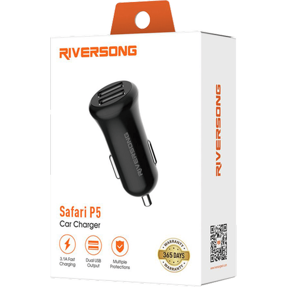 Φορτιστής Αυτοκινήτου Riversong Dual Safari P5 3.1A - Black image 1