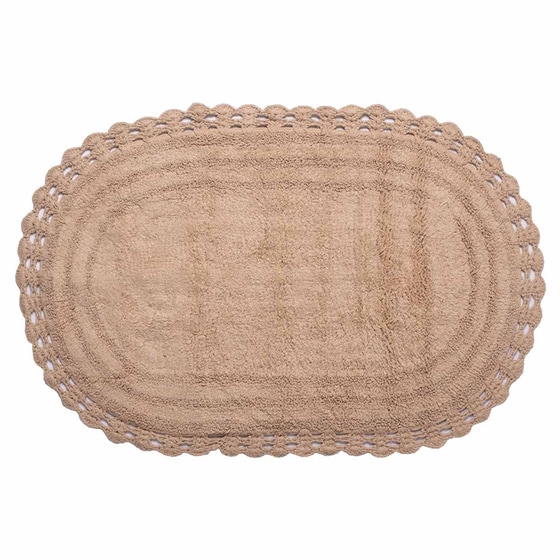 Πατάκι Μπάνιου Silk Fashion Οβάλ Βαμβακερό 60x100 cm - Μπεζ image 0